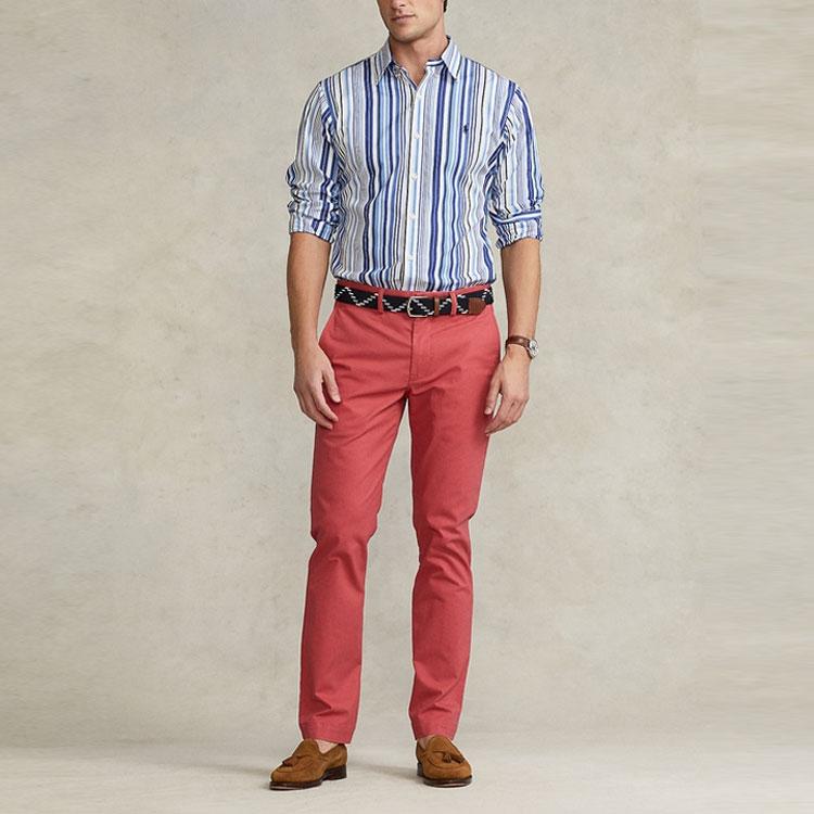 Polo Ralph Lauren SS22 Custom Striped Poplin Shirt Men Shirts Blue MNPOWOV16821965-400