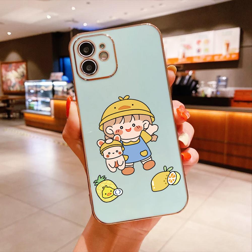 For Honor 90 70 50 X7a X9a P30 Pro P40 Lite Infinix Hot 40i 30i Vivo Y22 Y18 V30 Pro V40 Lovely Girl Pattern Full Lens Protect Shockproof Casing