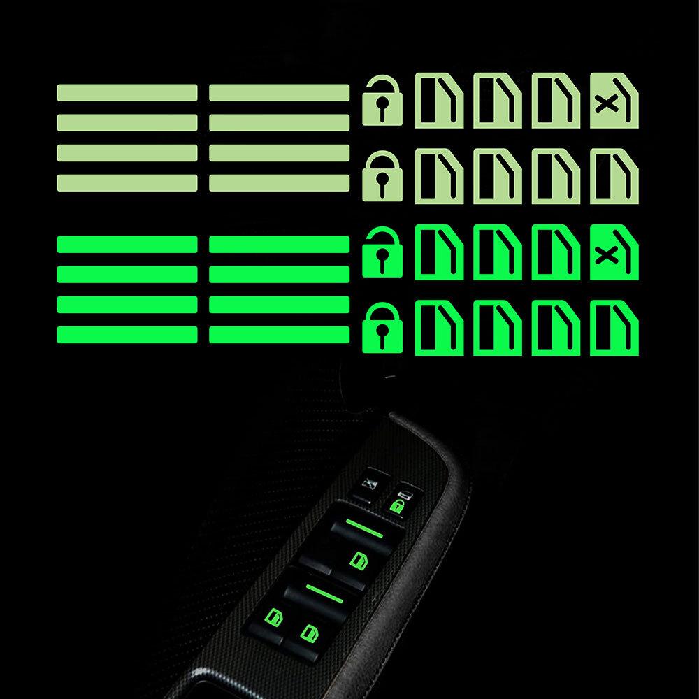 2 Pcs Luminous Car Stickers Door Window Switch Sticker Night Safety Accessories