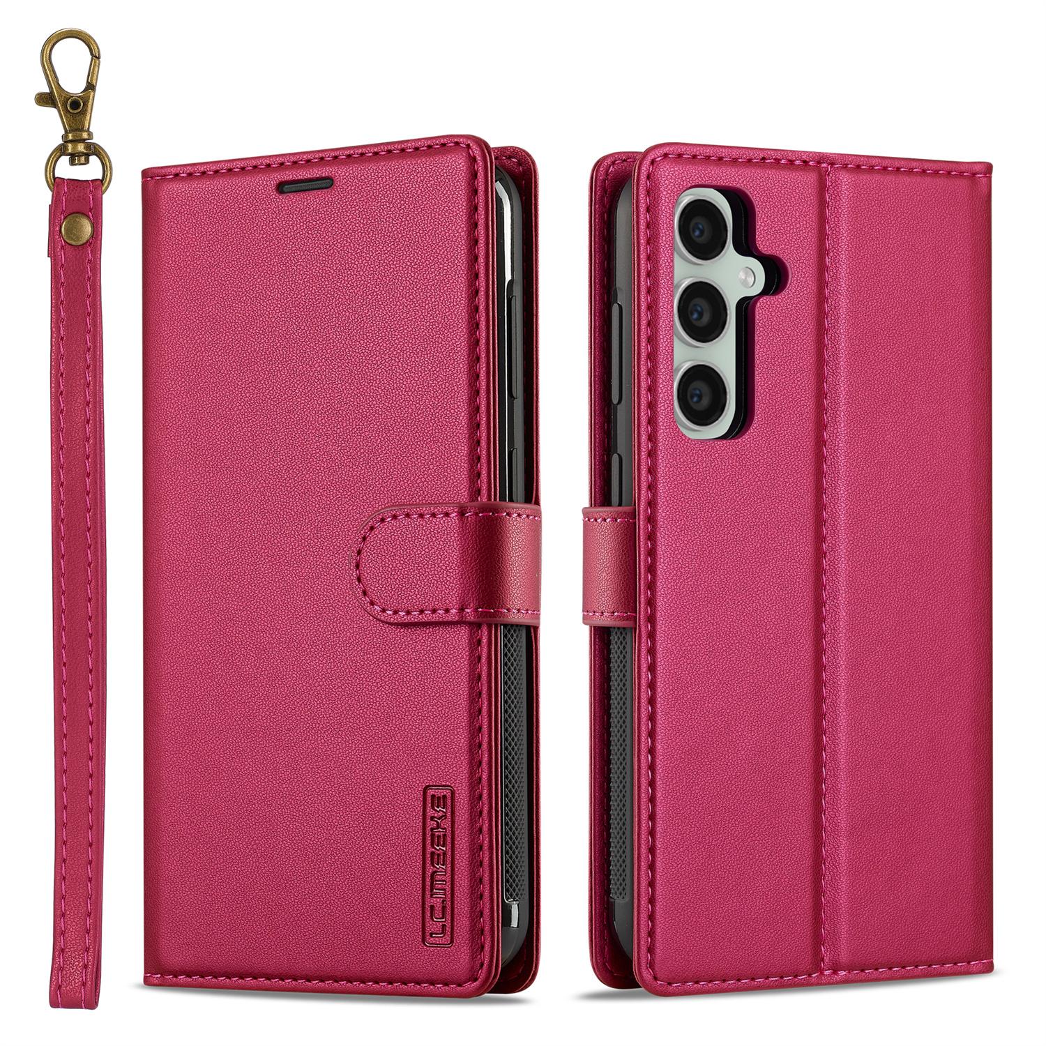 

LC.IMEEKE L2 Series for Samsung Galaxy A17 5G Case PU Leather Wallet Detachable Magnetic Phone Cover Red