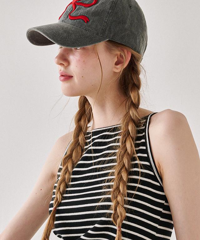 RONRON Heart Ribbon Ball Cap Charcoal