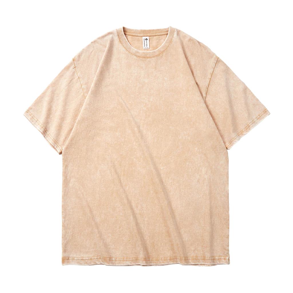 Sommer Herren Washed T-Shirts 230G Schwere Baumwolle Vintage Verwaschene Farbe Übergroß Unisex Basic T-Shirt Kurzarm Locker Workout Tops