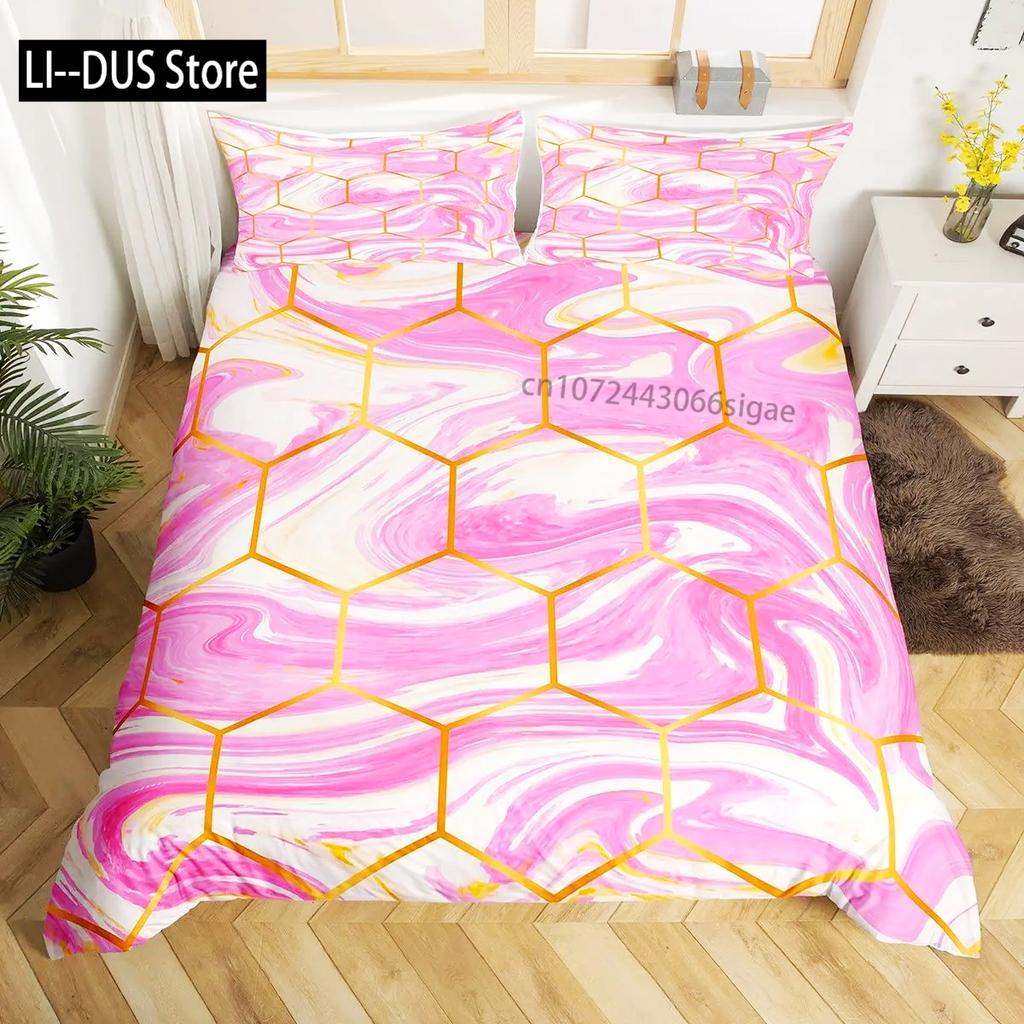 Nordic Marble Pattern White 3D Bedding Set Duvet Cover Pillowcase Bedclothes Single Twin Full Queen King Size POD Dropshipping