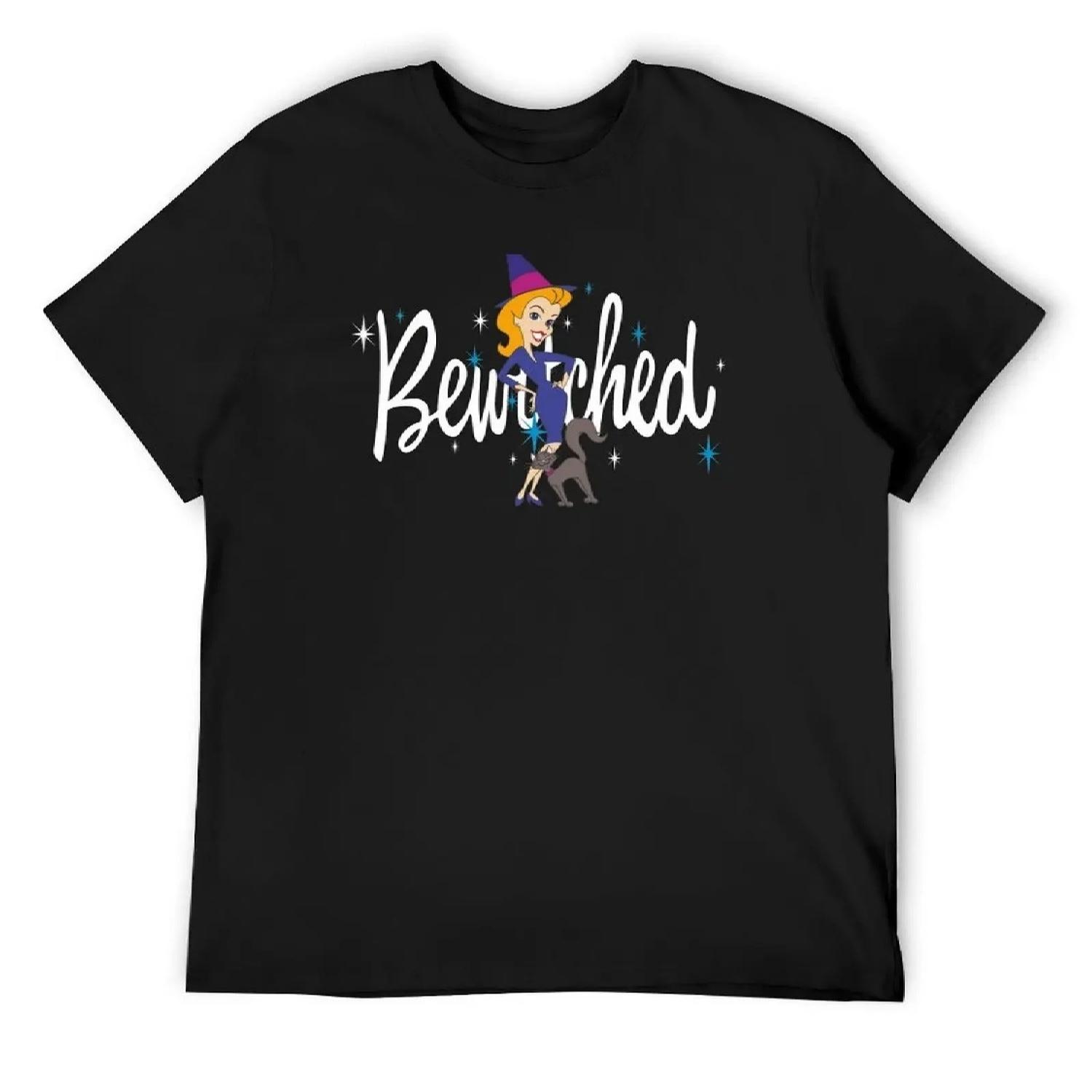 

Bewitched s Samantha and her kitty T-Shirt Man t-shirt Aesthetic clothing Funny t-shirt clothing for men S чёрный