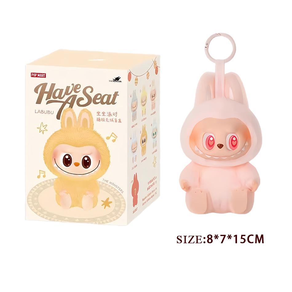 Monsters Labubu Sit-Down Party-serien Hjertevarmende Macaron-dukke Kawai Gjettepose Figurmodell Veske Nøkkelring Samling Deco