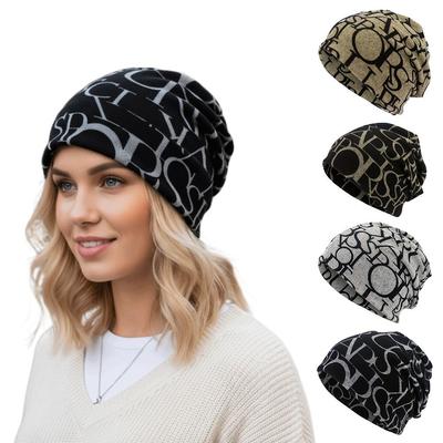 Bonnets Turbans Couleurs Contrastées Imprimé Carreaux Décontracté Bonnet de Protection Cadeaux Bonnet Pull Automne et Hiver
