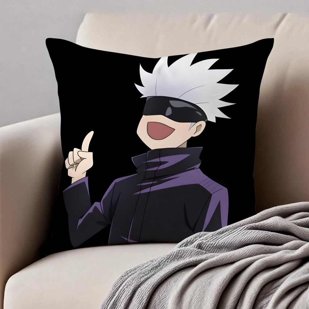 JJujutsu Kaisen GGojo Satoru Cushion Cover Pillowcase Antidustmite Invisible Zipper Short Plush Sofa Cushion