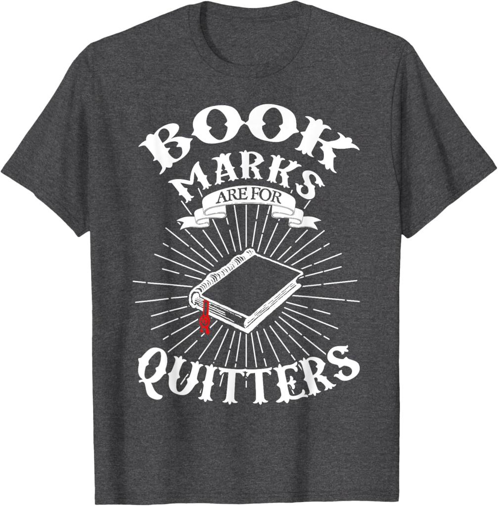 Book Marks Are For Quitters Reading Graphic TShirt Men Casual Short Sleeve Cotton Tee