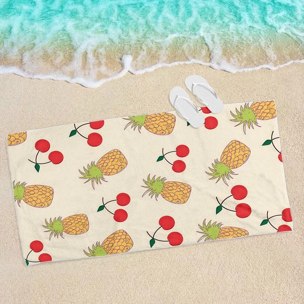 

Tropical Fruit Print Beach Towel Patterned Sunscreen And Windproof Suitable For Swimming Pool Camping Travel Blanket W40*H60(CM)