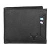 Black Leather Wallet for Men I 3 Card Slots I 2 Currency Compartments I 1 ID Window I 3 Secret Compartments I External Card Slot I 1 Coin Pocket