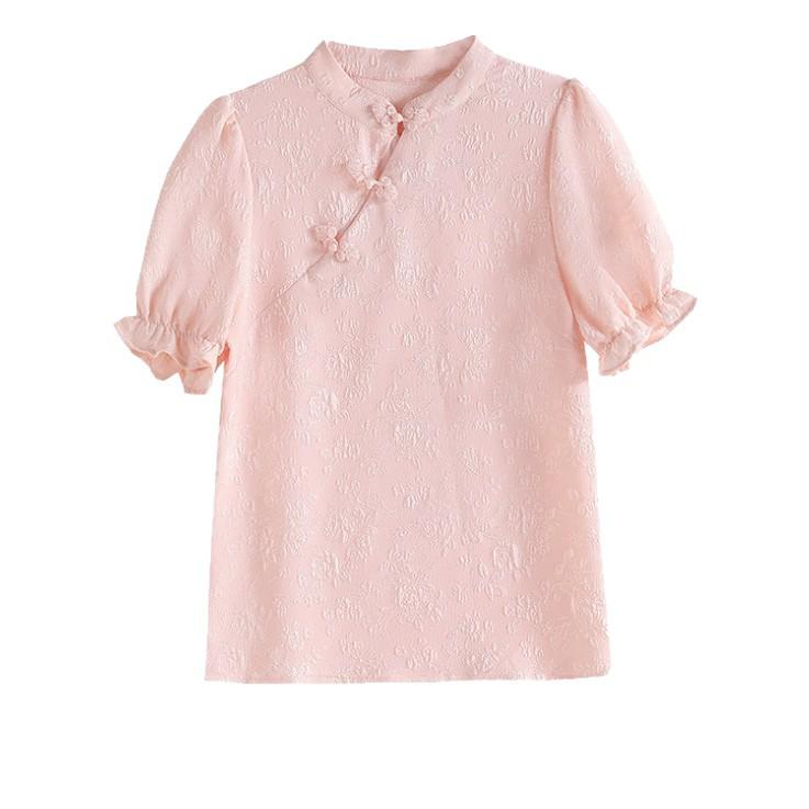 2026 Summer Women's Cheongsam Shirt: Stylish New Chinese Frog Button Short-Sleeve Top