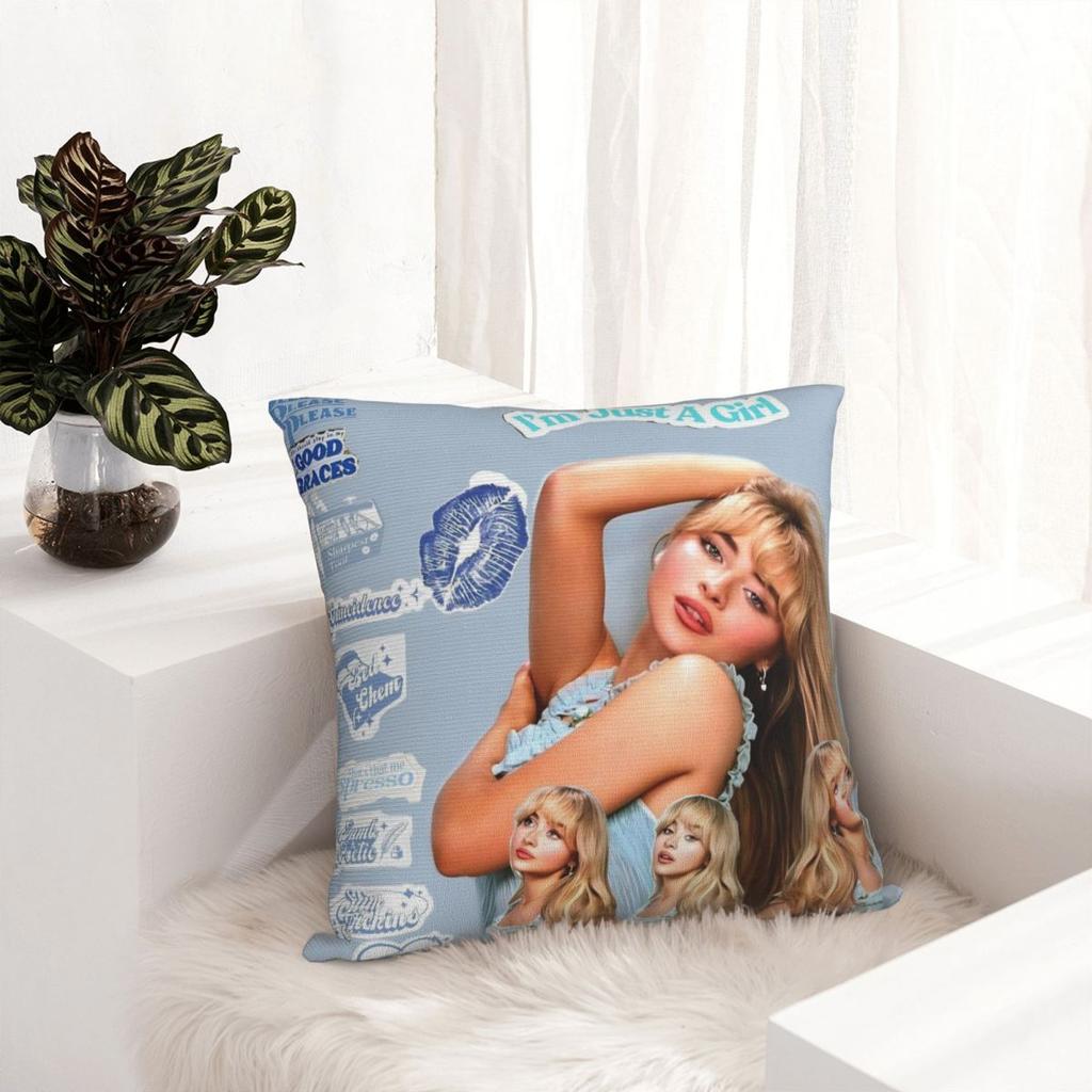 Sabrina Carpenter American Singer Pillow Cover Pillow Case For Office Car Home Decorative Cushion Cover Square Pillowcases Gift