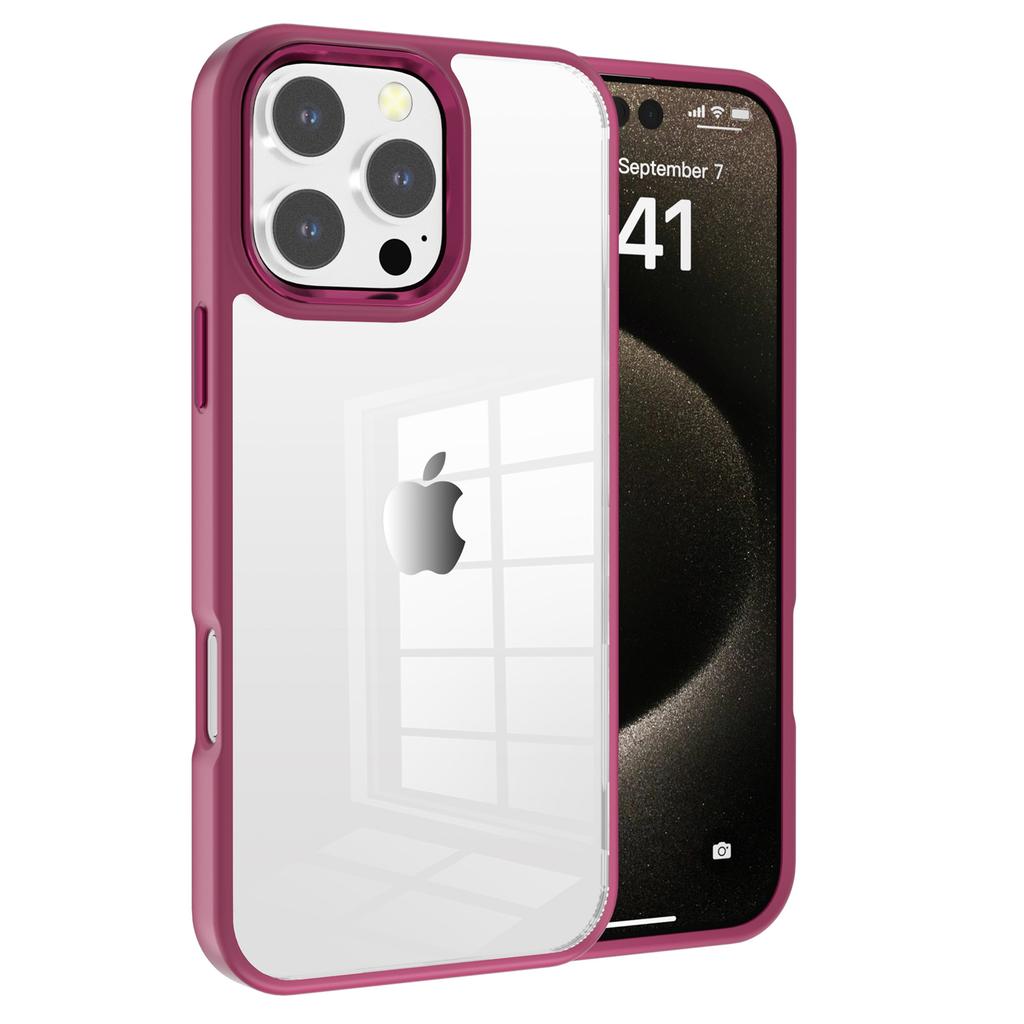 For iPhone 16 Pro Max Clear Phone Case TPU+ PC Phone Back Cover with Metal Button