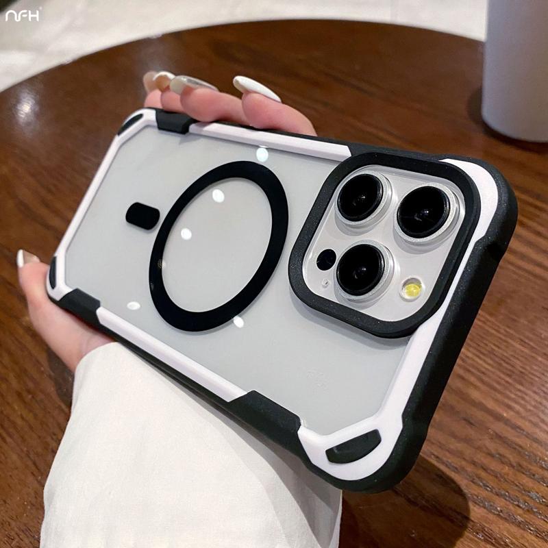 For iPhone 15 Pro Max Luxury Magsafe Magnetic Silicone Frame Phone Case For iPhone 11 12 13 14 15 16 Plus Clean Protective Cover