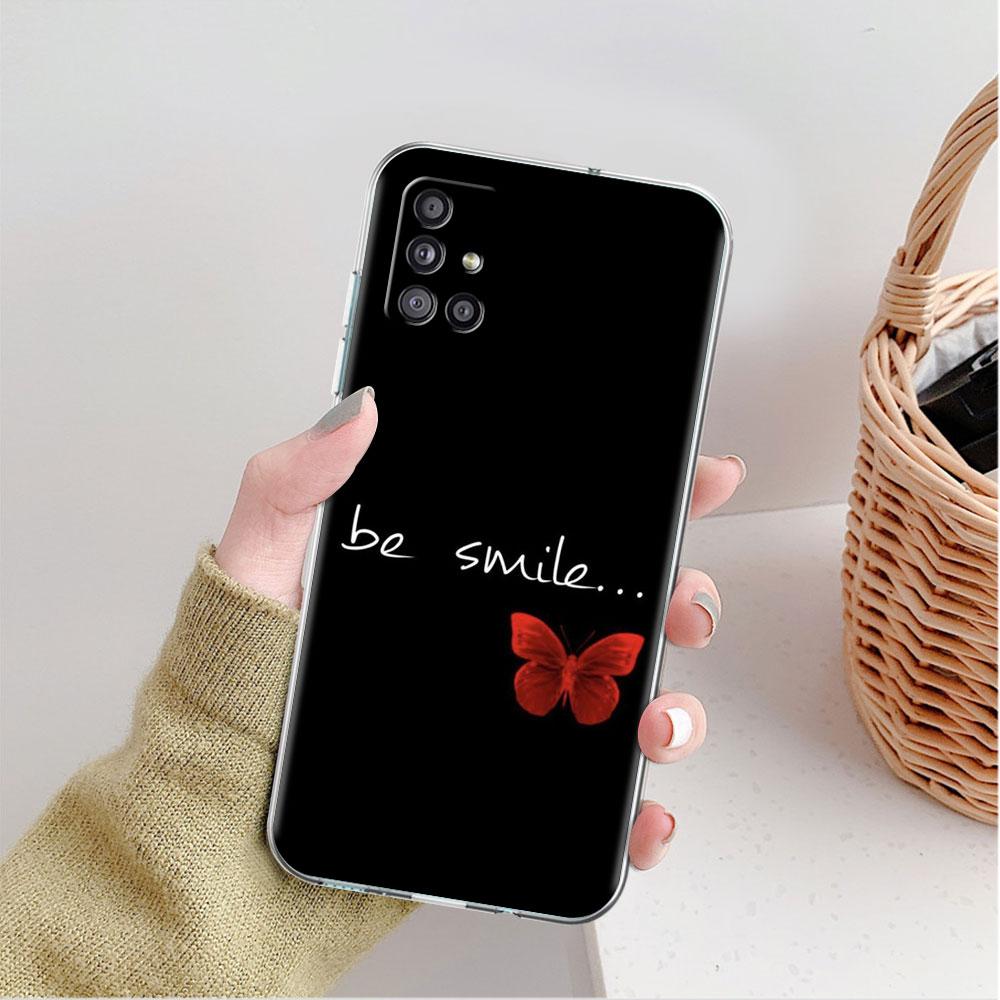 Husă transparentă pentru Samsung Galaxy A52 A12 A51 A32 A21s A71 A32 A22 50 A70 A31 A72 5G Husă pentru telefon Frumusețe roz fluture