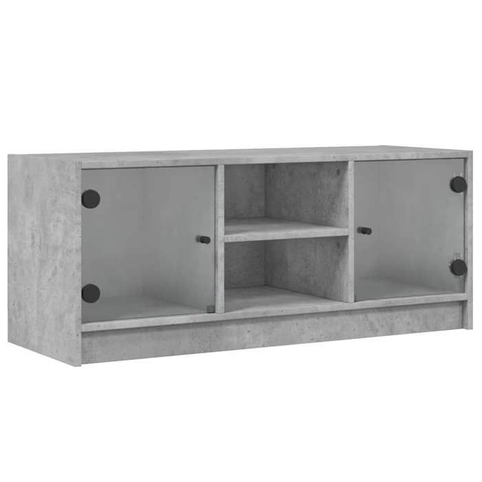 VidaXL Meuble TV avec portes en verre gris béton 102x37x42 cm 836374