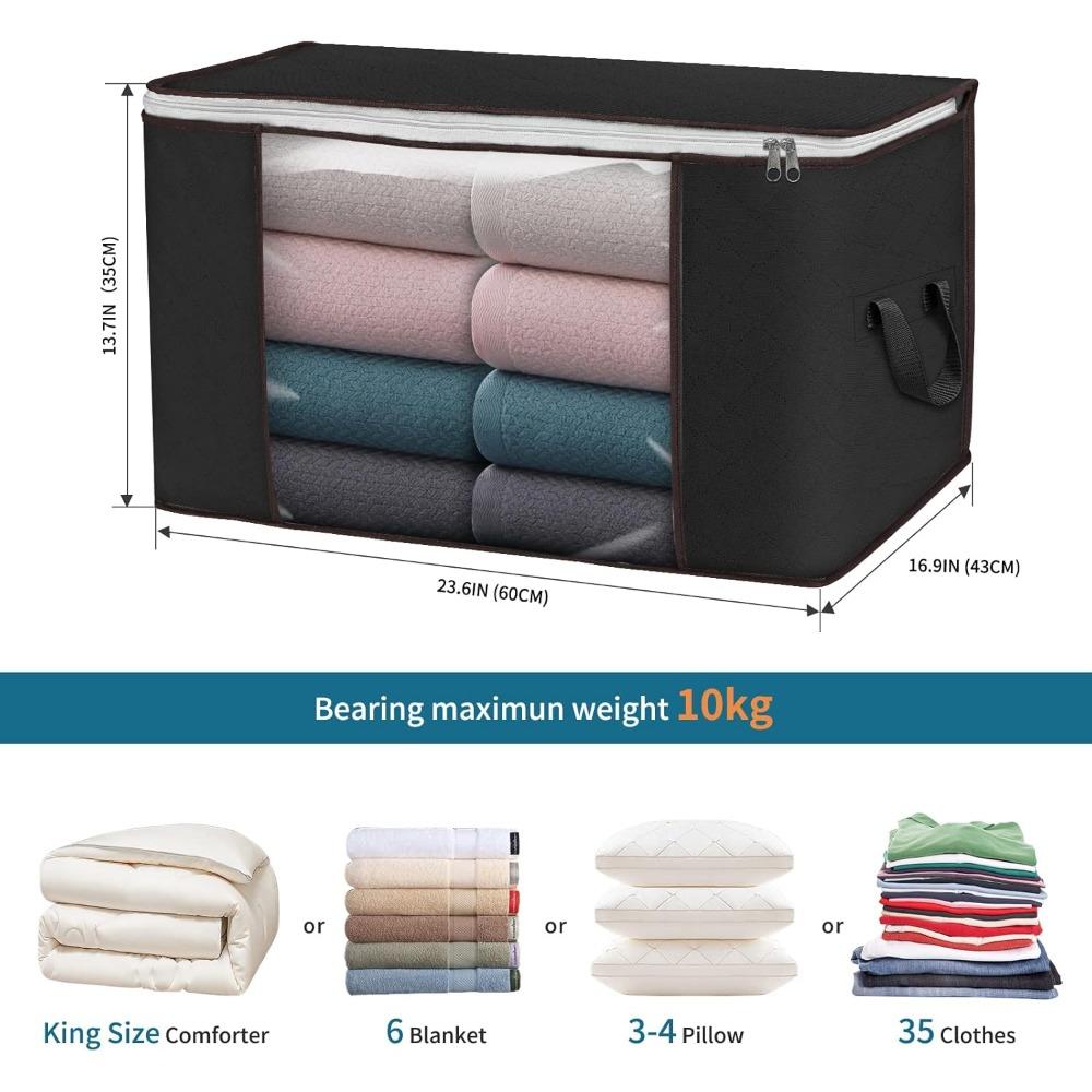 Large Storage Bags,  Clothes Storage Bins Foldable Closet Organizers Storage Containers for Clothing Blanket Comforters Bed Sheets Pillows and Toys
