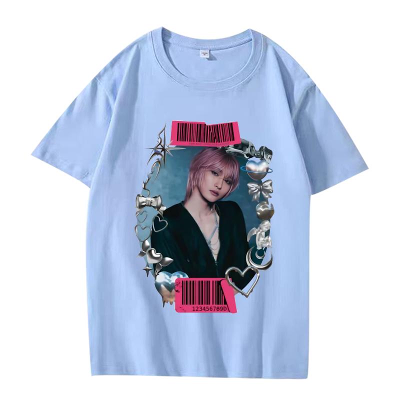 K-pop Seonghwa ATEEZ T-shirt män kvinnor Oversized 100% Bomull mode streetwear kortärmad Sommar tryck grafik Unisex toppar