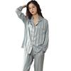 Couple Pajamas Women'S Ice Silk Long-Sleeved Loungewear Men'S Silk Spring And Summer Thin Imitation Silk Suit