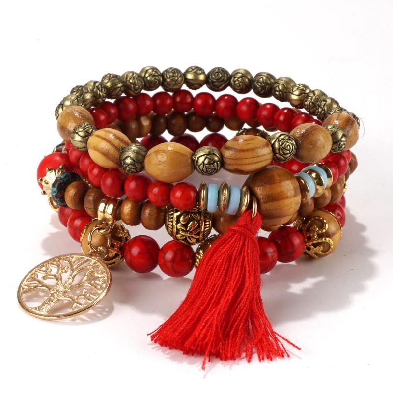 Bohemian bracelet creative tassel multi-layer beaded bracelet