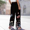 Women's Printed Wide Leg Pants With Pockets High Waist Drawstring Loose Casual Pants
