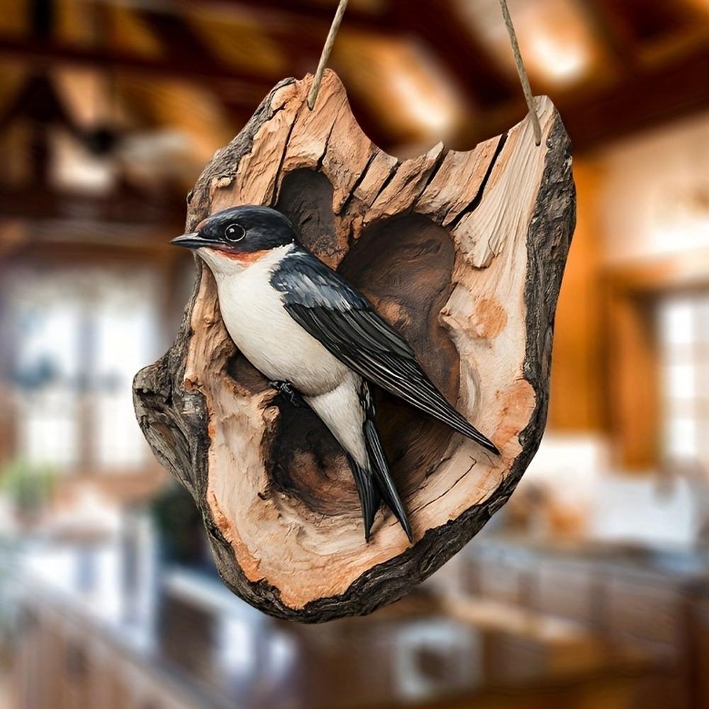 Segno di Uccello in Legno Vintage Scatola Fatta a Mano in Bosso Pettirosso Decorazione da Parete Rustica Fattoria Animale del Bosco Ornamento da Appendere per Casa Stanza dei Bambini