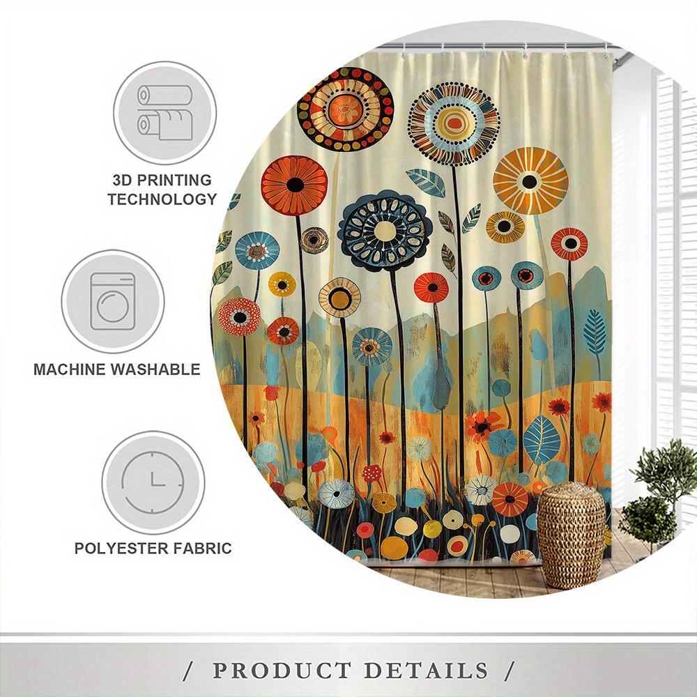 Shower Curtain: Colorful Abstract Flowers and Leaves for a Vibrant and Artistic Bathroom Decor