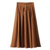 Niche Waist-Tied Women's Autumn Winter Long Midi Skirt A-Line Slim-Fitting Flared Skirt