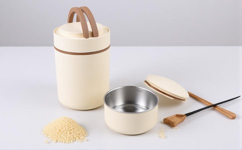 Portable Insulated Soup Cup Thermal Breakfast Mug with Lid Heatable 304 Stainless Steel for Travel Soup Rice Porridge