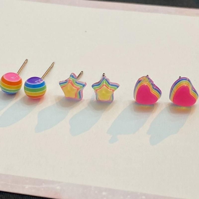 Playful Rainbow Ear Jewelry Studs Earrings Ear Studs 925 Silver Material Ear Pins Perfect Jewelry Gift for Woman Girls