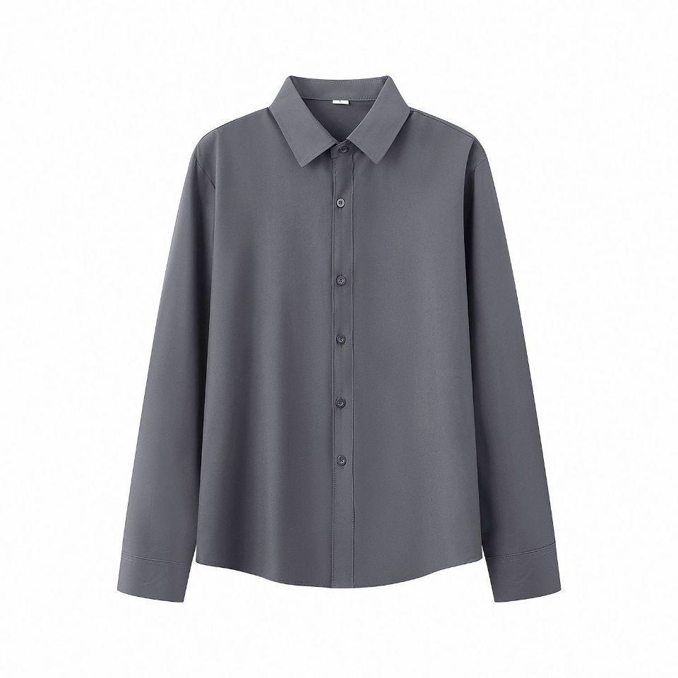 Unisex Korean Style Long Sleeve Solid Color Shirt – Lightweight and Fashionable for Spring & Autumn