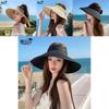 Summer Straw Visor Hat With Large Brim And Foldable Design For Beach And Outdoor Sun Protection