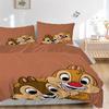 3pcs Naughty Chip 'n' Dale Printed Duvet Cover Set (1 * Cover+2 * Pillowcase, Without Core), Suitable for Home Bedroom, Guest Room, Dormitory Dec