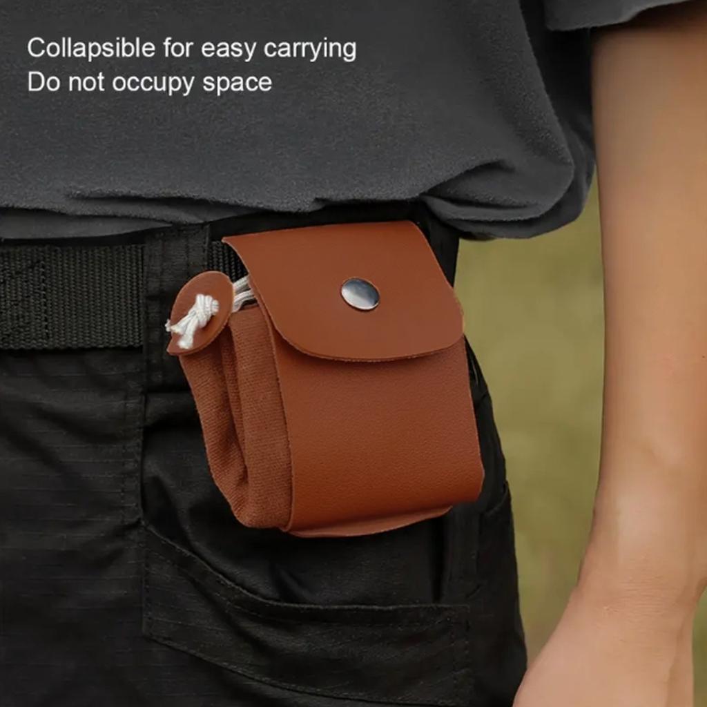 Portable Outdoor Canvas Waist Hanging Tool Bag Folding Berry Bag Storage Leather Camping Jungle Organizer Bag
