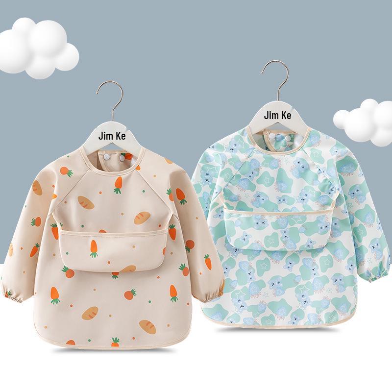 Waterproof Long-Sleeve Baby Bib for Infants & Toddlers - Anti-Stain and Dirt-Resistant Kindergarten Apron