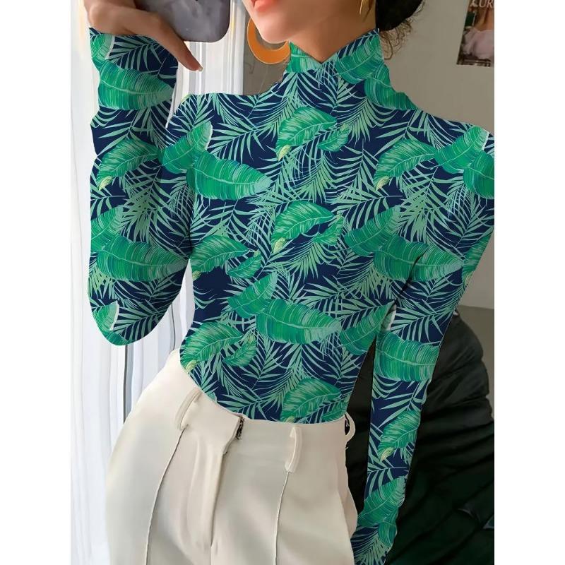 Lady's Sexy High-neck Long-sleeved T-shirt, Soft Texture for Autumn and Winter Tops, Machine Washable