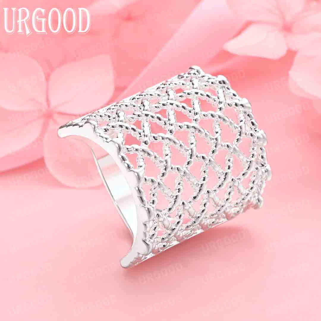 

925 Sterling Silver Jewelry Braided Wedding Ring 10#