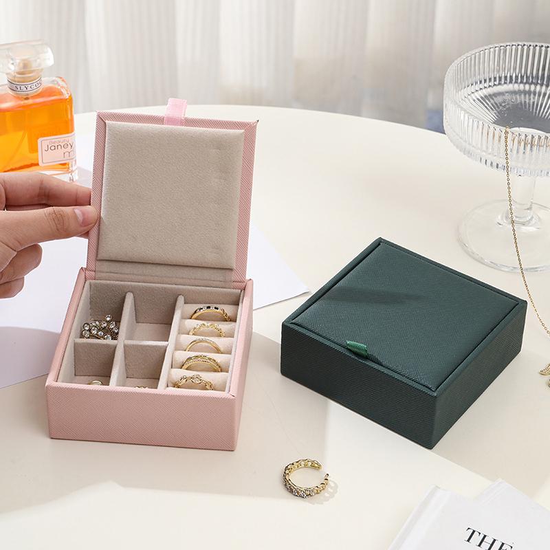 Portable Travel Jewelry Box - Mini Pu Leather Case With Soft Velvet Interior Compact Organizer For Rings Earrings Necklaces