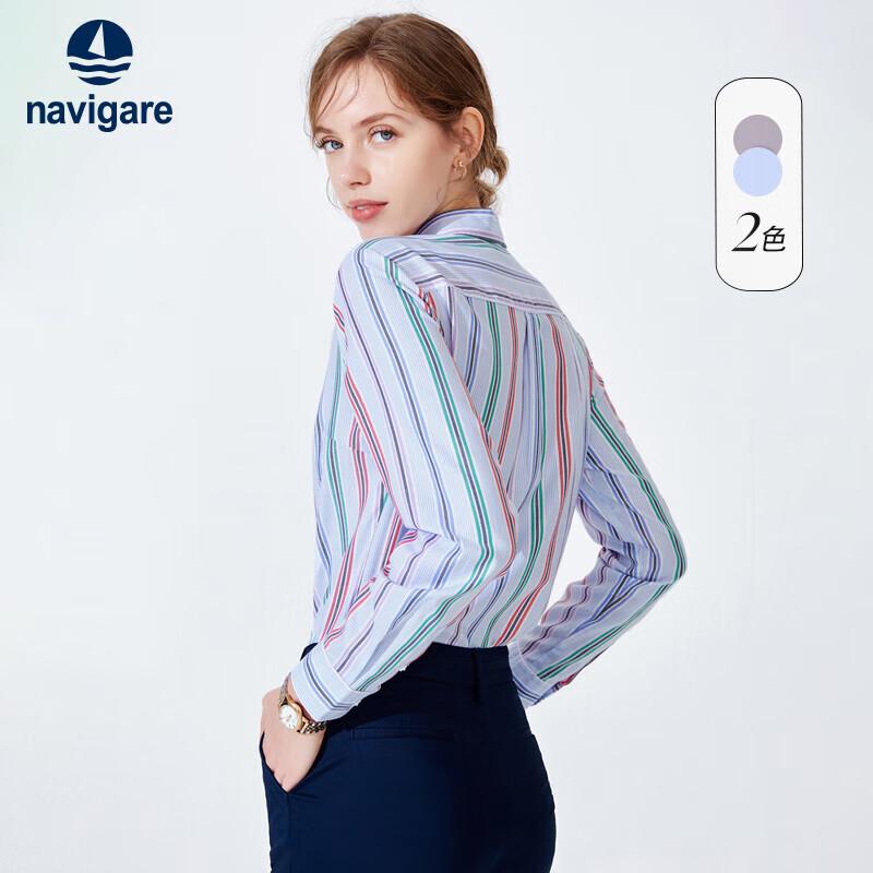 Женская хлопковая рубашка в полоску с длинным рукавом Nave Care M