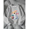 Kids Cartoon Rabbit Print Crewneck Long Sleeve Sweatshirt, Cute Fashion New Outfit for Autumn