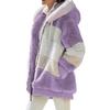 Cappotto invernale da donna, color block, maniche lunghe, cardigan con cerniera, vestibilità larga, caldo, peluche, taglie forti, giacca da donna, abbigliamento invernale