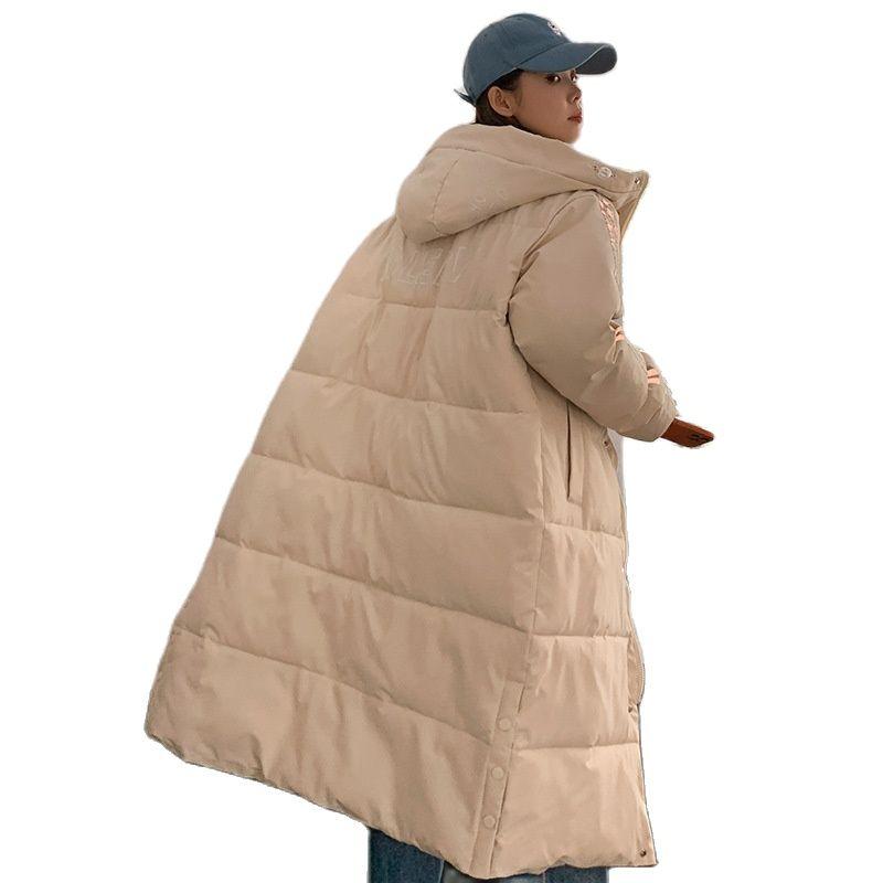 

Шикарное женское зимнее длинное ветрозащитное пальто с капюшоном, верхняя одежда, пальто-пуховик большого размера, парки с хлопковой подкладкой