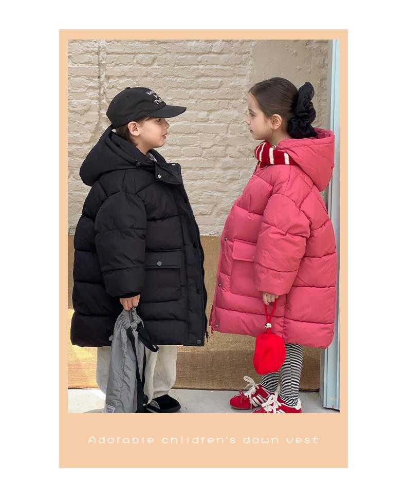 Kinder Winter 2025 Mittellanger Daunenmantel - Dicke, warme Baumwolljacke für Jungen und Mädchen