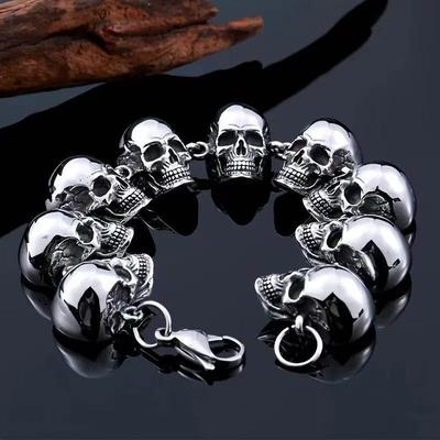 Retro Punk Rock Men's Skull-shaped Bracelet Jewelry, Suitable for Trendy Men