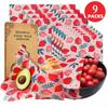 9 Pack Beeswax Food Wraps, Food Grade Reusable Beeswax Cloth, Eco-Friendly Food Storage Wraps