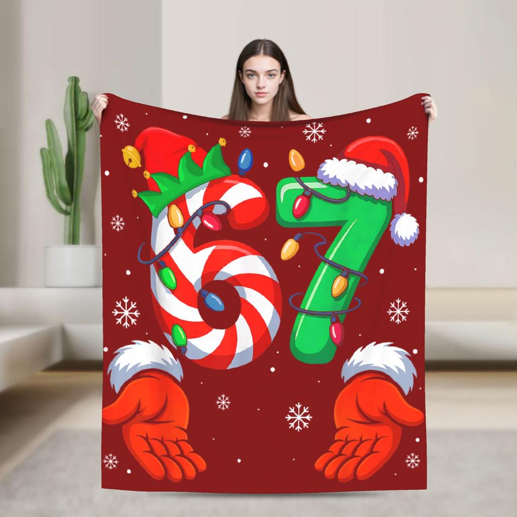 Super Soft Blanket Decorative Funny 67 Six Seven Meme Ice Cream Throw Blanket  Flannel Bedspread For Couch Chair Sofa Bed Cover