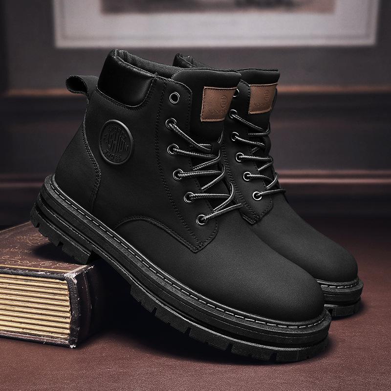 

Rhubarb boots genuine leather 2025 summer British wind high-top couple boots desert tooling short boots locomotive Martin boots men 35