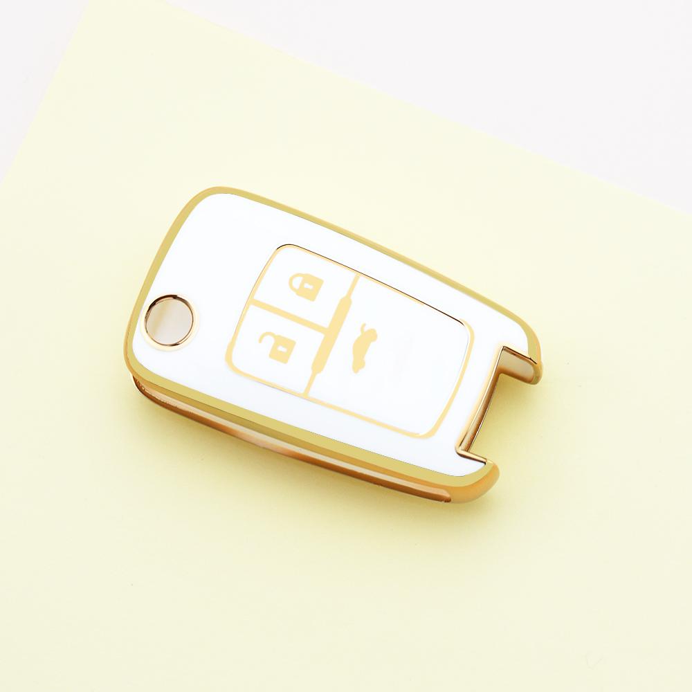 Gold Edge Tpu Car Key Case Cover Keyless Shell Fob Bag For Chevy Equinox Malibu Sonic Gmc Terrai Chevrolet Impala Camaro Cruze