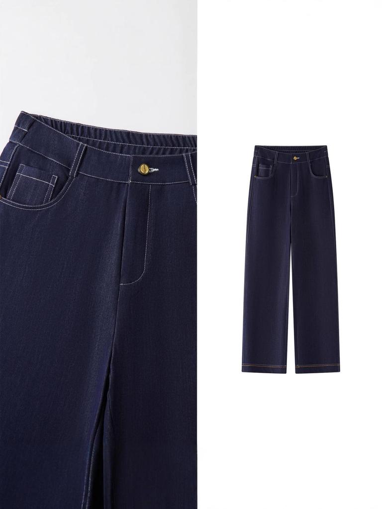 Autumn Designer High-Waist Silk Denim Jeans: Luxury Slimming Pants