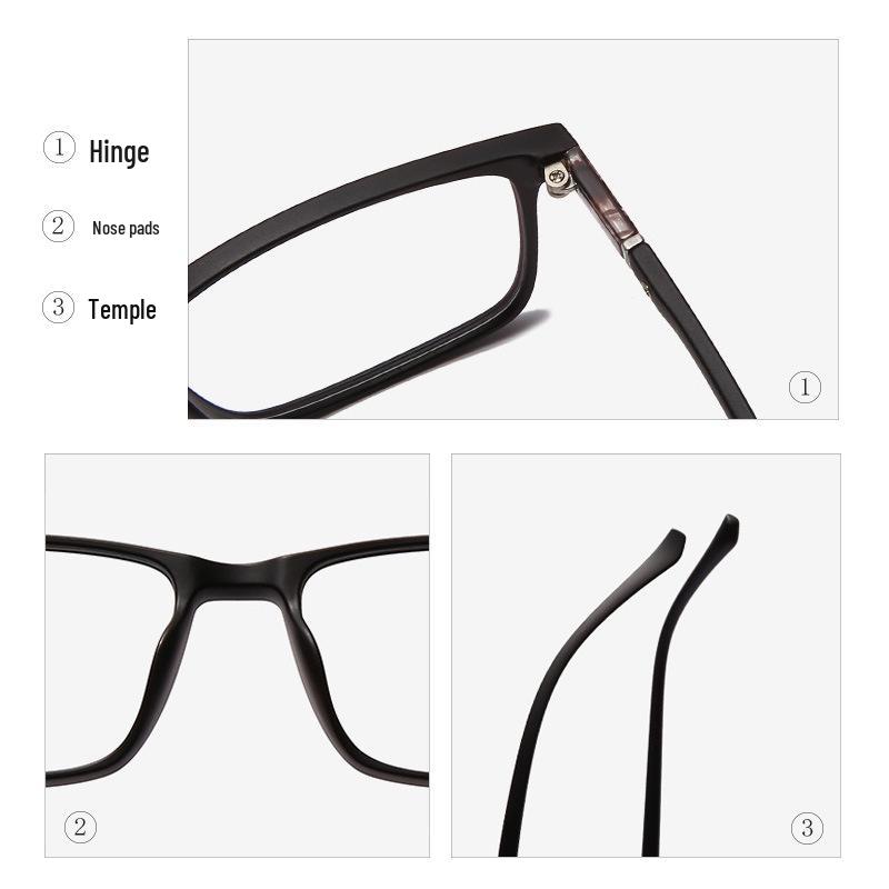 Retro Square Glasses Frame with Anti-Blue Light Lenses - Fits Myopia & Astigmatism